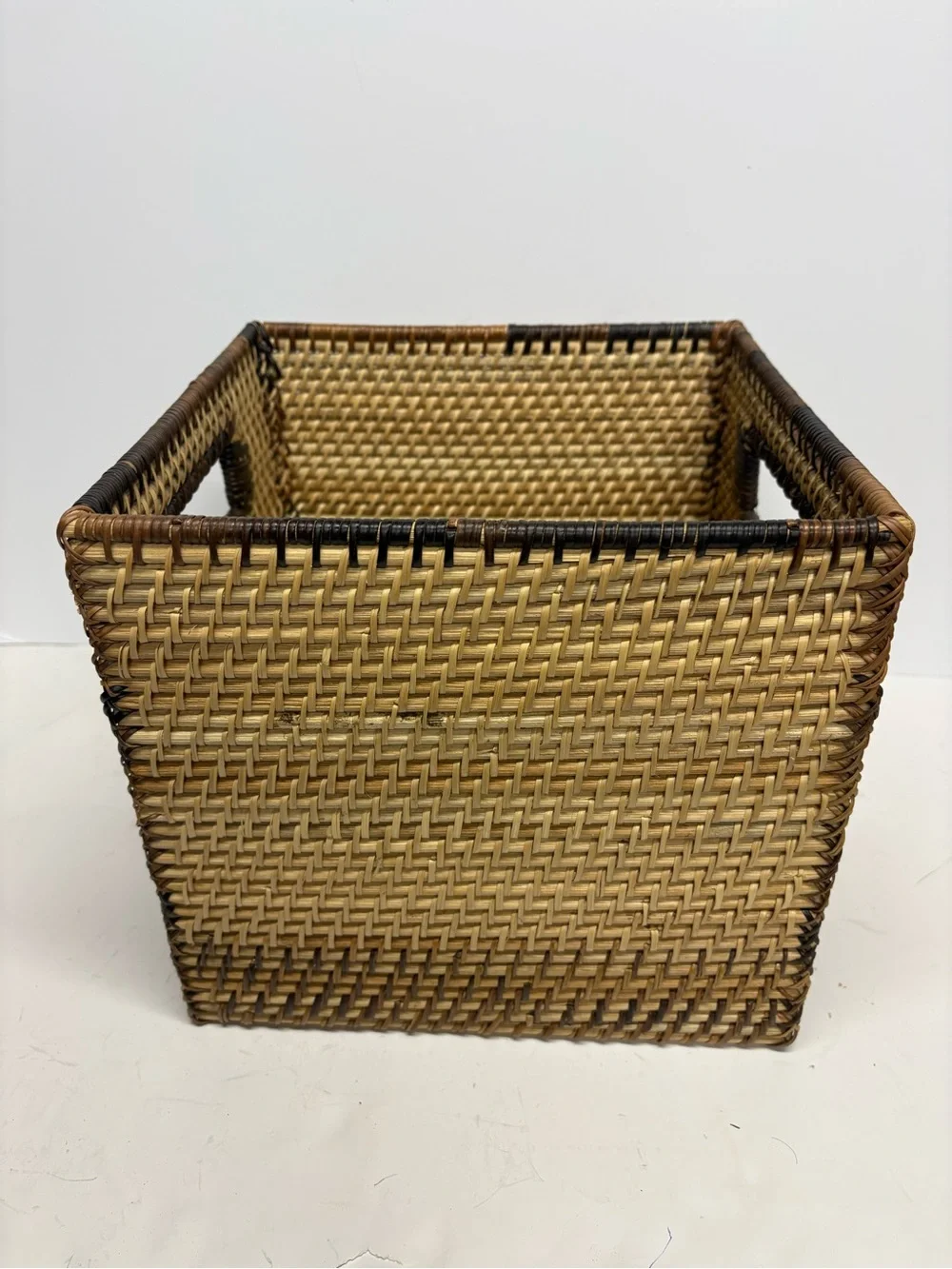 Woven Seagrass Storage Bin Basket with Handles - Natural Brown 10x10x10